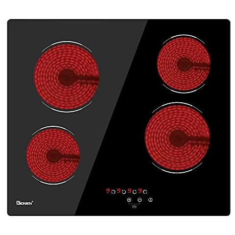 GIONIEN Ceramic Hob 60cm Electric Cooktop Burner, Built in Black Glass Cooker with 4 Cooking Zones GCE460TC Cover