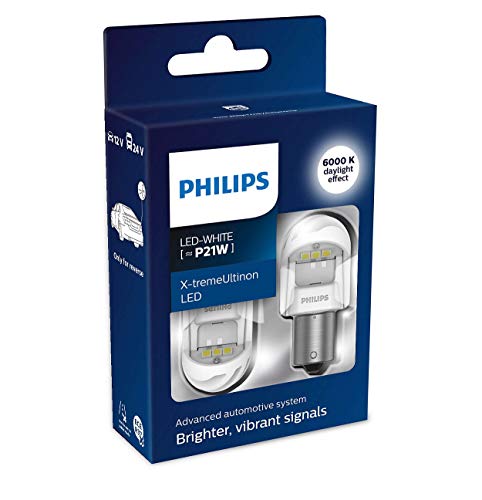 Philips automotive lighting 11498XUWX2 LED Lampadina di Segnalazione per Auto (P21W White), Bianco, Set di 2