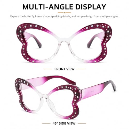 Image of Butterfly Shape Glasses for Women Retro Clear Flat Lens