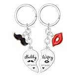 2Pcs Couple Matching Keychain His and Hers Wedding Gifts for Newlyweds 2025 Hubby and Wifey Gifts for Husband Wife Keychain Set Newly Married Couple Gift for Newly Wed Present
