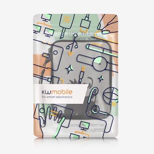 kwmobile Neoprene e-Reader Pouch Size 6\" eReader - Universal eBook Sleeve Case with Zipper, Wrist Strap - Grey/Black