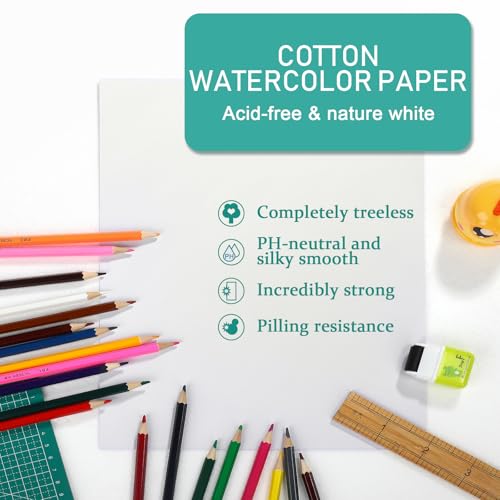 Tecunite TECUNITE-WATERCOLOR PAPER-01 120 Sheets Cotton Watercolor Paper Cold Press Paper Pack thumb #1