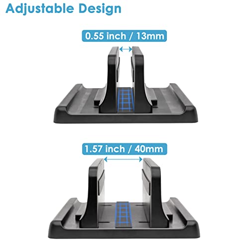 JIMEJV Vertical Laptop Stand [New Version: Two More Rubber Pads & Hex Key Storable Design] ABS Plastic Adjustable Dock up to 15 inch PC Desk Space Saver for MacBook/Surface/iPad/Mini PC (Black) - Thumbnail 6