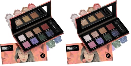 Image of SUGAR Cosmetics Blend The Rules Matte Eyeshadow Palette Powder- 08 Reflection (Galactic Glitter) - Long Lasting, Smudge Proof, Vegan & Cruelty-Free, Multicolour (Pack of 2)