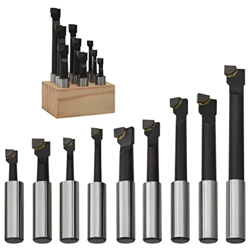 Set completo di 9 aste per trapano: questo set contiene 9 aste di precisione con codolo da 12 mm di diametro, adatte per teste di trapano MT3 M12 da 50 mm, ideali per lavori di fresatura su torni per coprire diversi diametri di foro da 10 a 125 mm.