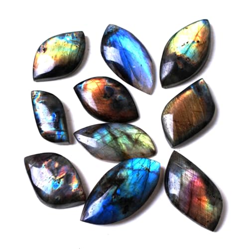 Anlingem Natural Labradorite Crystal Pendant Stone Healing Palm Stone Rainbow Healing Stone AL-10PCKIT