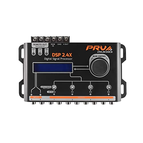 PRV AUDIO DSP 2.4X 4 Channel Digital Signal Processor with Sequencer Car Audio Crossover and Integrated Equalizer