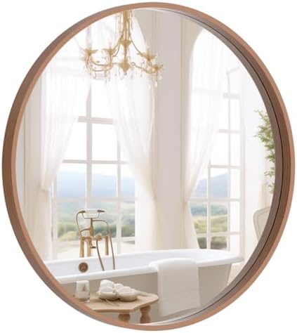 WallBeyond Wood Round Mirror with Wood Frame 24 inch Circle Wall ...