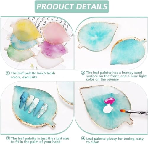 1 Piece Nail Art Palette Nail Polish Palette Mixing Palette Makeup Plate Nail Plates for Nail Art Nail Tip Holder Nail Art Display (Blue Leaf) - Image 4