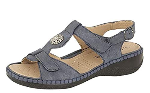 Boulevard - Sandalias con pedrería y Cierre Adhesivo para Mujer (39 EU) (Azul Marino)