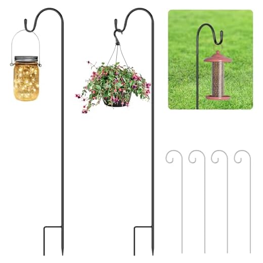 OFFCUP Gancio Da Pastore, 2 Pezzi 75cm Ganci Da Pastore Da Esterni, Supporti Vasi Balcone Regolabili, Gancio Piante Per Uccelli, per Appendere Luci Natalizie Da Giardino, Cesti per Piante