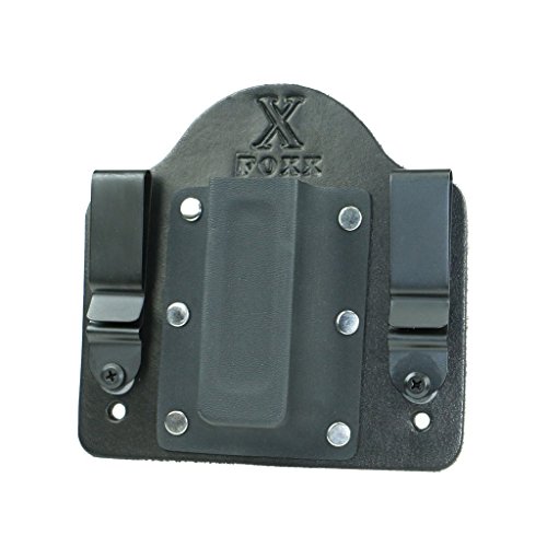 FoxX Holsters Leather and Kydex IWB Magazine Carrier 1911 Single Stack .45 Hybrid Holster (Black)