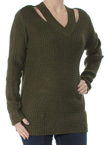 Hooked Up by IOT Juniors' Cutout Collar Sweater (True Olive, S)
