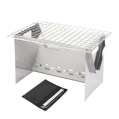 Parrilla para barbacoa portátil - Hornillo de camping de 7,87 pulgadas | Parrilla plegable de acero inoxidable de 20 cm - Hornillo para barbacoa de carbón ligero con bolsa de transporte para US
