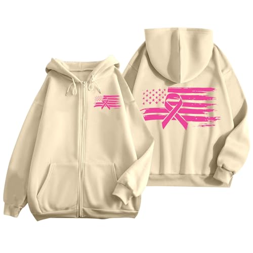 Sweat Octobre Rose veste à capuche femme pour marche solidaire et quotidien