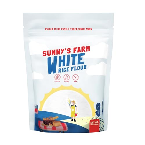Sunny's Farm White Rice Flour – Gluten-Free, Non-GMO, Vegan Rice Flour for Sourdough Bread & Baking, 100% Natural, Premium Quality – 16oz (Pack of 1)