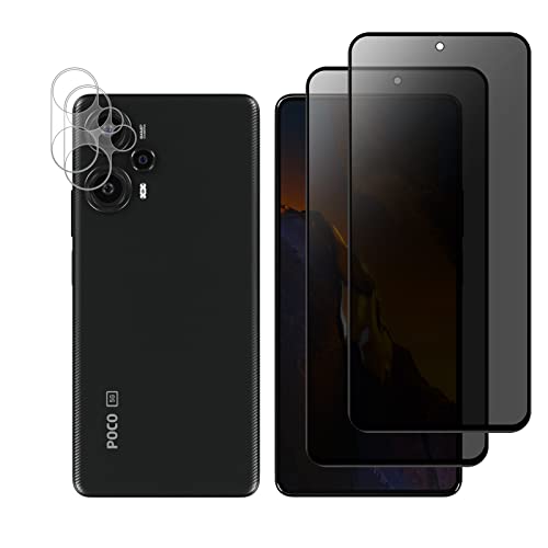 LanQii Protector Pantalla Compatibile con Xiaomi POCO F5, [2+2 Piezas] Privacidad Vidrio Templado Película + Lente Cámara Protector 9H Dureza Anti-ralladuras para Xiaomi POCO F5
