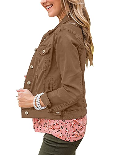 LookbookStore Women's Basic Long Sleeves Button Down Fitted Denim Jean Jackets3