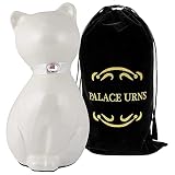 Cat Memorial Urn - Cremation Keepsake for Pet Ashes -Black, White, Or Bronze - Strong Metal Alloy, W