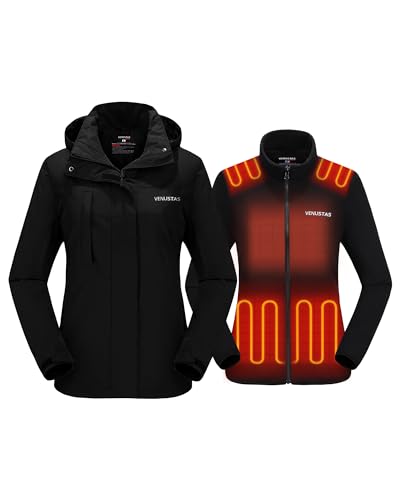 Venustas Women’s 3-in-1 Heated Jacket with Battery, Waterproof Skiing Jacket