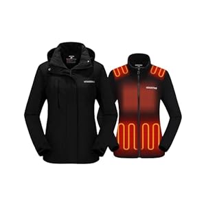 Venustas Womens 3 in 1 Heated Jacket with Battery Waterproof Jacket with Hood for Skiing