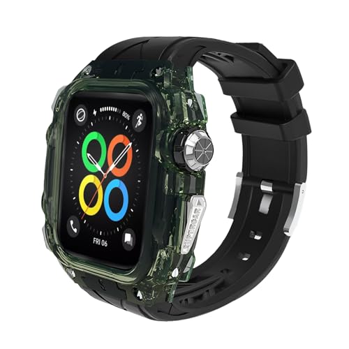 Bands with Case Compatible with Apple Watch 9/8/7 45mm, FS91 Sport Series polycarbonate Case Protective Cover for iWatch 6/SE/5/4 44/45mm Men(Dark Green)