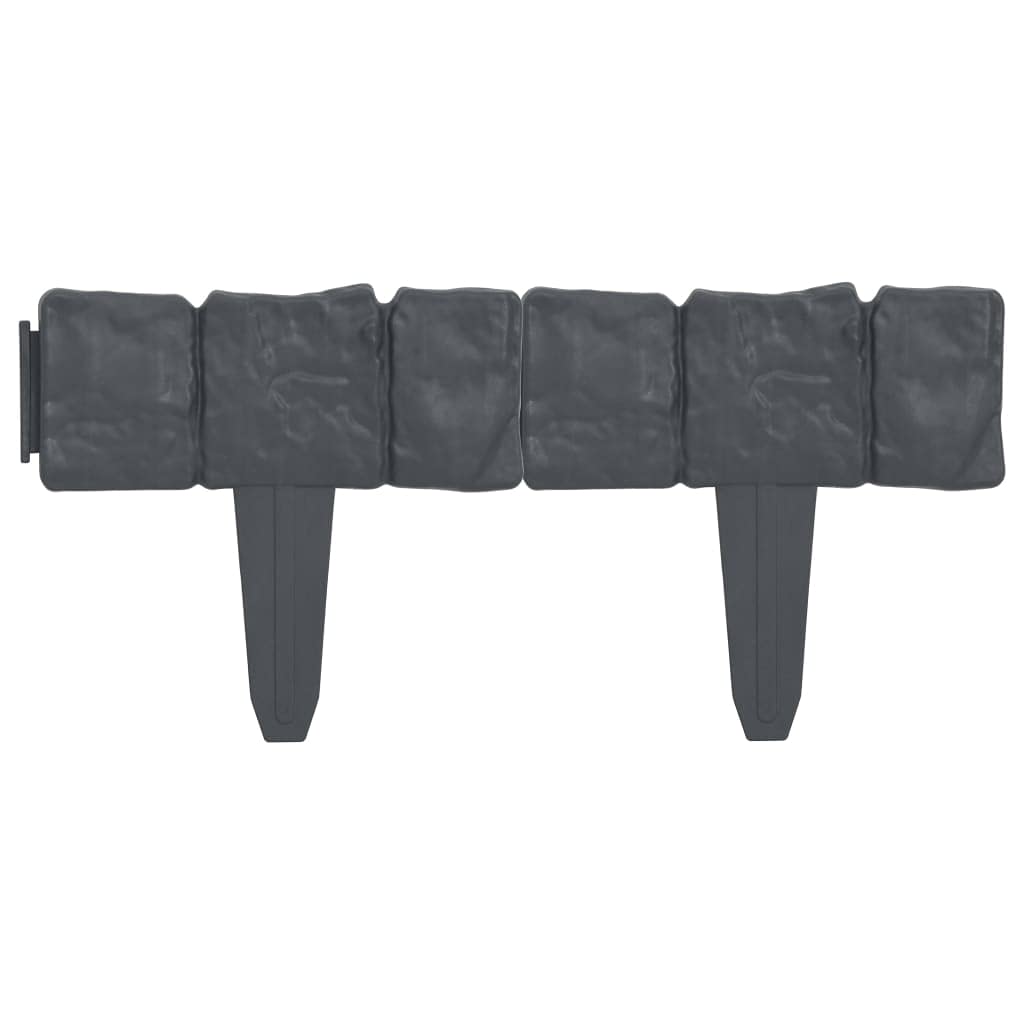 Lot de 41 bordures de pelouse en plastique aspect pierre 10 m pour parterre de fleurs, aménagement paysager, bordure de parterre, anthracite, bordure de pelouse robuste pour l'extérieur
