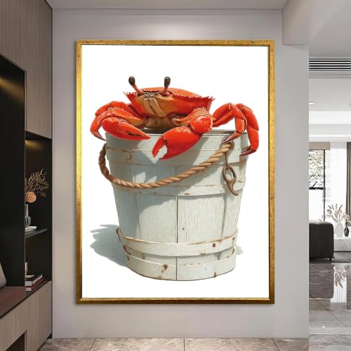 Toile crabe rouge grand format pour dynamiser un mur blanc vide