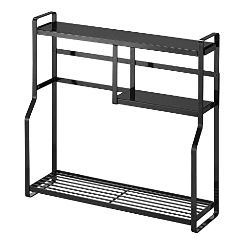 Yamazaki 5235 Stove Side Rack, Black, Approx. W 20.9 x D 6.0 x H 20.1 inches (53 x 15.3 x 51 cm), Tower Seasoning Rack, Hook Included
