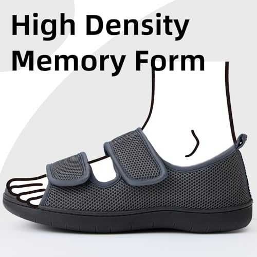 Image of WALKFUN Men's Slippers with Arch Support, Adjustable Mesh Diabetic Sandals