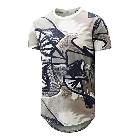 YININF Mens Hipster Hip Hop Short Sleeve Print T-Shirt(82 Blue M) Cover