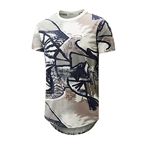 YININF Mens Hipster Hip Hop Short Sleeve Print T-Shirt Shirts Men(82 Blue M)