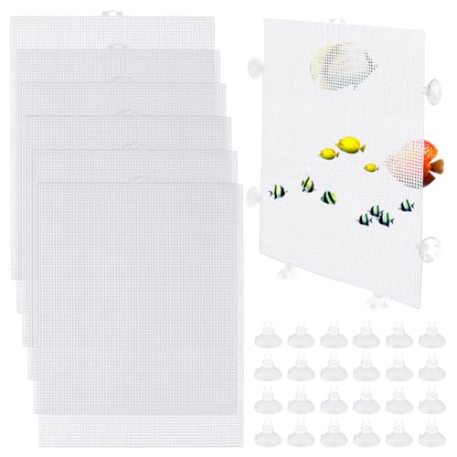 OLYCRAFT 4Pcs séparateur D'Aquarium de 33.5x26cm avec 24 ventouses Filtre D'Aquarium Blanc Plateau Inférieur Découpable Séparateur D'Aquarium pour Aquarium...