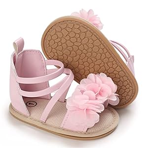Timatego Infant Baby Girls Summer Sandals Anti-Slip Soft Sole with Flower Toddler First Walkers Crib Dress Shoes