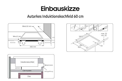 Foto von Samsung NZ64M3NM1BB Autarkes Induktionskochfeld, 60 cm große Herdplatte aus Glaskeramik, Rahmenlos, 4 Kochzonen mit Touch Steuerung, 9 Leistungsstufen, 4 Booster, Kindersicherung, Schwarz