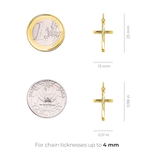 forme di Lucchetta - Small 14k Yellow Gold Christian Catholic Cross Pendant Charm from Italy3