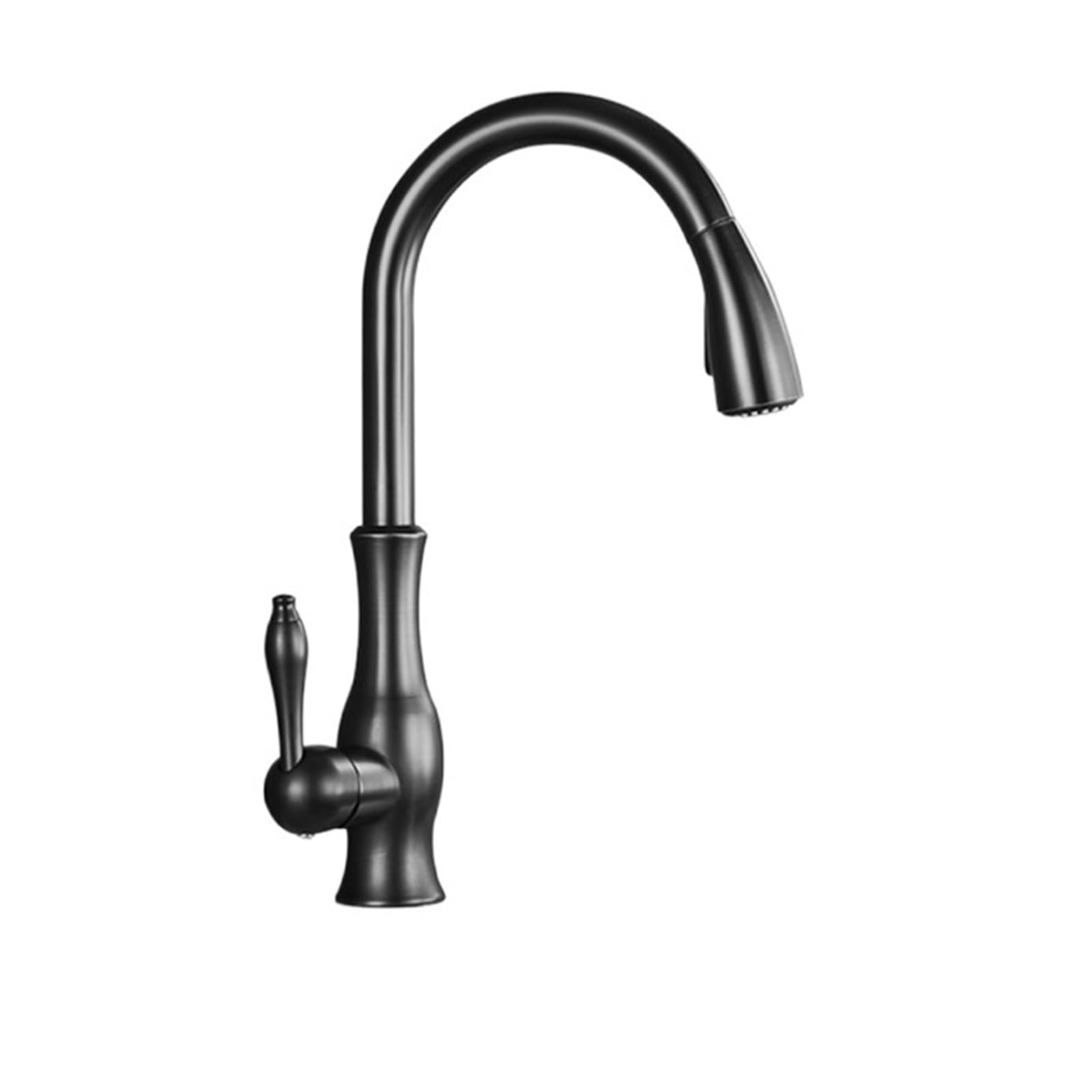 Gqnblvhzupdm Matte Black Kitchen Faucets, Black Bronze Kitchen Faucet, Pull Out Spray Hot And Cold Mixer Tap, Brass Single Hole Handle Swivel 360 Degree(Matte Black)