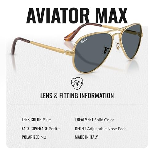 Image of Ray-Ban RB3925 AVIATOR MAX Pilot Shaped Sunglasses for Men & Women with Official RAYBAN Eyewear Kit - Classic Timeless Design