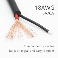 Riertostng USB Typ-A männlicher Stecker Bare Wire Kabel, 18AWG 5V 6A USB A Stecker zu 2 Pin Bare Open End für DIY-Geräte Reparatur (4 Stück) – Ansicht 4