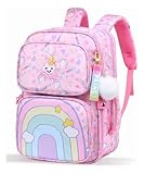 Mochila infantil escolar menino e menina refor?ada e resistente ortop?dica (Arco ?ris - Rosa)