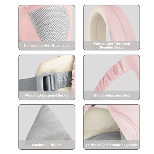 Huifen Baby Carrier, Shoulder Strap Grid Breathable Infant Sling Butterfly Buckle Stretchy Adjustable Front Facing, All Position Backpack for 3-36 Month Baby to Toddler Girl and Boy 7-40 lbs (Pink)