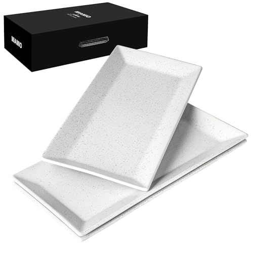 MIAMIO - Set di 3 grandi vassoi da portata in ceramica/Piatti da portata rettangolari per le feste come il Natale e la Pasqua - Piatti sicuri per microonde (30 x 15 cm)