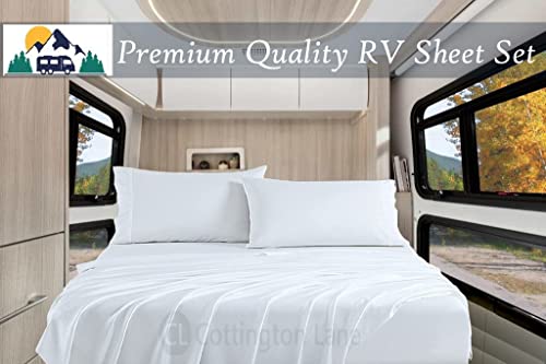 Microfiber Rv Sheets Set For Campers - 48X75 3/4 Full Bunk - Camper Sheets Custom Rv Sheets - Rv Bed Sheets Three Quarter - 4 Piece 1800 Microfiber Bed Sheet Set - Rv Three Quarter 48"X75" (White) #TOP3