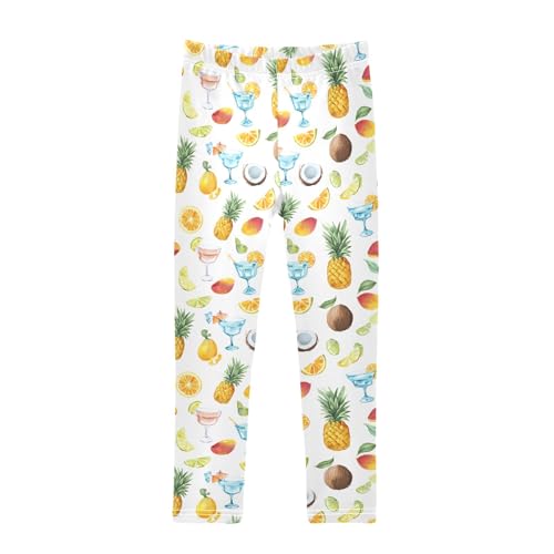 senya Girls Printed Leggings Yoga Pants Tropical Cocktail Fruits Pattern for Kids in 4t to 10 Years, 4T