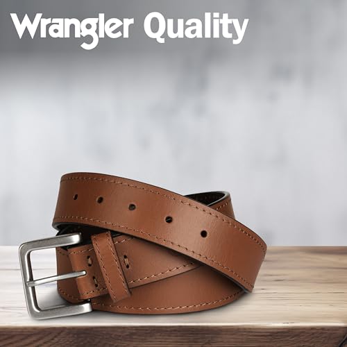 Image of Wrangler Men's Leather Country Casual Belt for Jeans, Khakis & Dress Pants | Versatile Everyday Style for Work, Office, Weekend Outfits, Business Casual Wear and Special Occasions