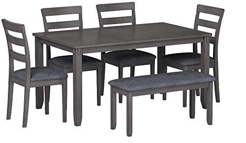 Signature Design by Ashley 6-Piece Dining Table Set with Bench, Gray - image 4