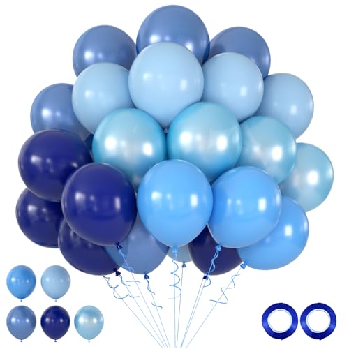 Blaue Luftballons Hellblau Dunkelblau Marine Blau 50 Stück 12 zoll Pastell Blau Navy gemischte Latex Ballons für Mann Junge Geburtstag Taufe Kommunion Jugendweihe Deko ZZ004