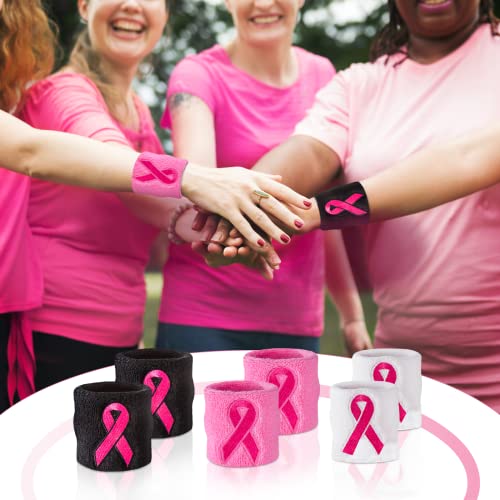 Suddora Pink Ribbon Wristbands - Breast Cancer Awareness Sweatband Pairs (Black) #TOP3