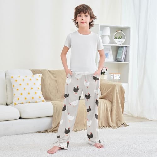 Boys' Pants Chicken White Black Long Bottoms Jogger Pants Elastic Waist Trousers with Pockets S-XL3