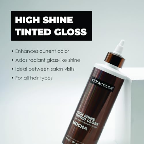 Image of Keracolor High Shine Tinted Hair Gloss, In-Shower Hair Glaze, Sheer Color-Enhancing Glossing Treatment, Mocha, 8 Fl Oz